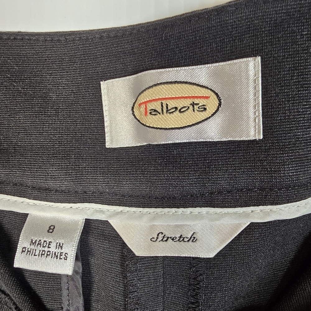Talbots Women's Black Ponte Knit Stretchy Wide Leg Dress Pant Size 8 Trousers - Picture 7 of 11